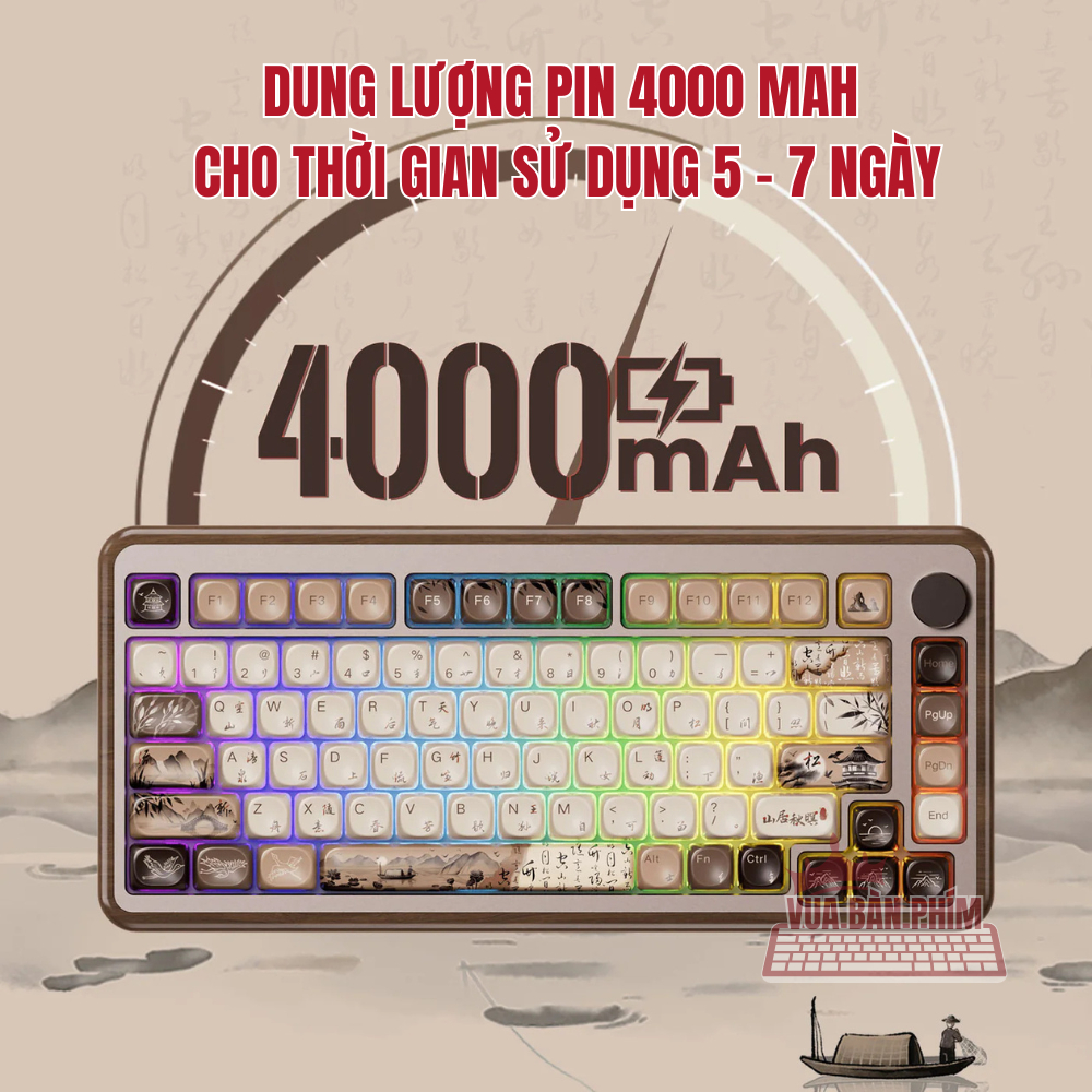 [Hàng Sẵn] Bàn phím cơ không dây Akko Mu02 | mu02 mạch xuôi ,3 mode, case gỗ óc chó, led rgb, hostswap , gasket mount | BigBuy360 - bigbuy360.vn
