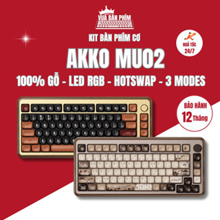 [Hàng Sẵn] Bàn phím cơ không dây Akko Mu02 | mu02 mạch xuôi ,3 mode, case gỗ óc chó, led rgb, hostswap , gasket mount