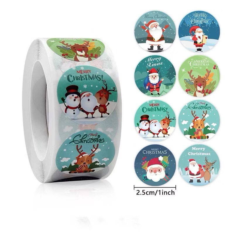 Cuộn 500 sticker/ cuộn 500 nhãn dán lễ hội giáng sinh Noel, Halloween Pucca’s Choice