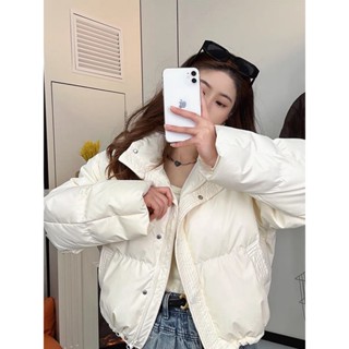 Áo khoác phao , Áo phao béo màu kem màu đen nâu dáng dài form rộng lót lông vũ siêu dày ấm - LAROSA