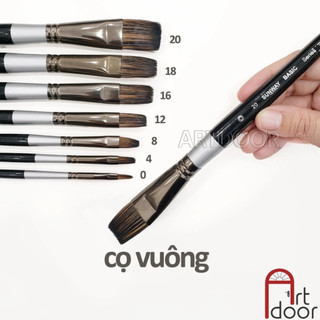 [ARTDOOR] Cọ vẽ đầu Vuông SUNWAY Basic lông Sóc Mix thân Đen (207F)