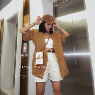 GIANG DONNA áo vest tay ngắn mix nhiều kiểu màu trơn thanh lịch basic