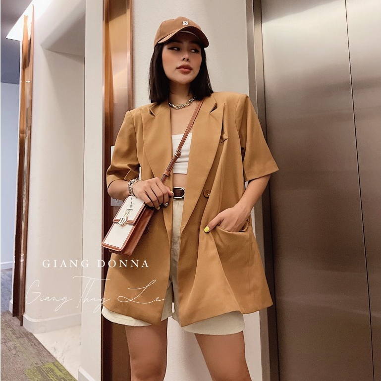 GIANG DONNA áo vest tay ngắn mix nhiều kiểu màu trơn thanh lịch basic