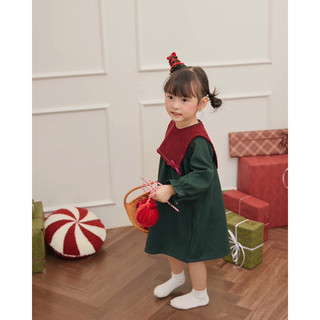 Váy Xanh xmas Shoho cổ vuông đỏ Nanci