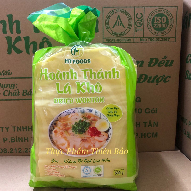 Hoành thánh lá khô HT Foods gói 500g - Chay mặn đều dùng được