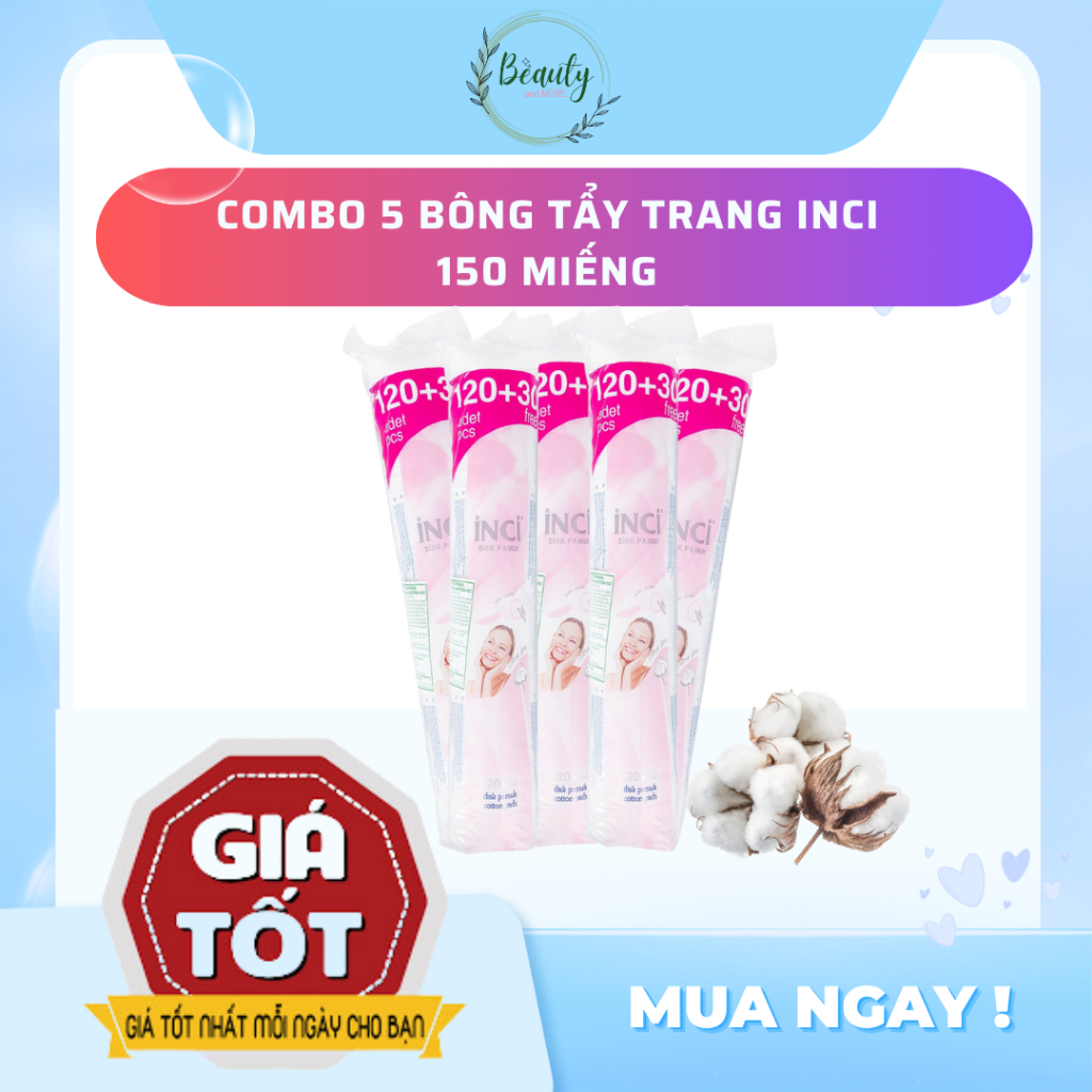 [GIÁ TỐT NHẤT] Combo 5 Bông tẩy trang INCI 150 miếng