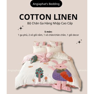 [BEST SELLER] Bộ Chăn Ga COTTON LINEN đáng yêu cho Bé - Chất thoáng mát, thấm hút tốt, bền màu - Ga may theo size nệm