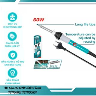  Mỏ hàn chì 60W 70W 90W 100W 120W TOTAL TET160831 TET1100831 có chỉnh nhiệt độ nóng ổng định 