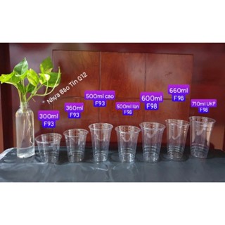 Lốc 50 ly nhựa PET đủ size 160ml, 300ml, 360ml, 500ml, 600ml, 660ml, 710ml ly kem, cafe, sinh tố dùng 1 lần.KH chọn