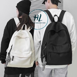 Balo vải bố  TRƠN chống thấm nước, phong cách đơn giản, nam nữ đi học đi chơi, du lịch