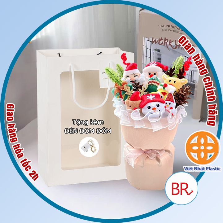 Bó hoa gấu bông Noel dễ thương (TẶNG TÚI+ ĐEN) quà tặng 8/3, 20/10, 20/11, sinh nhật, valentine 02557