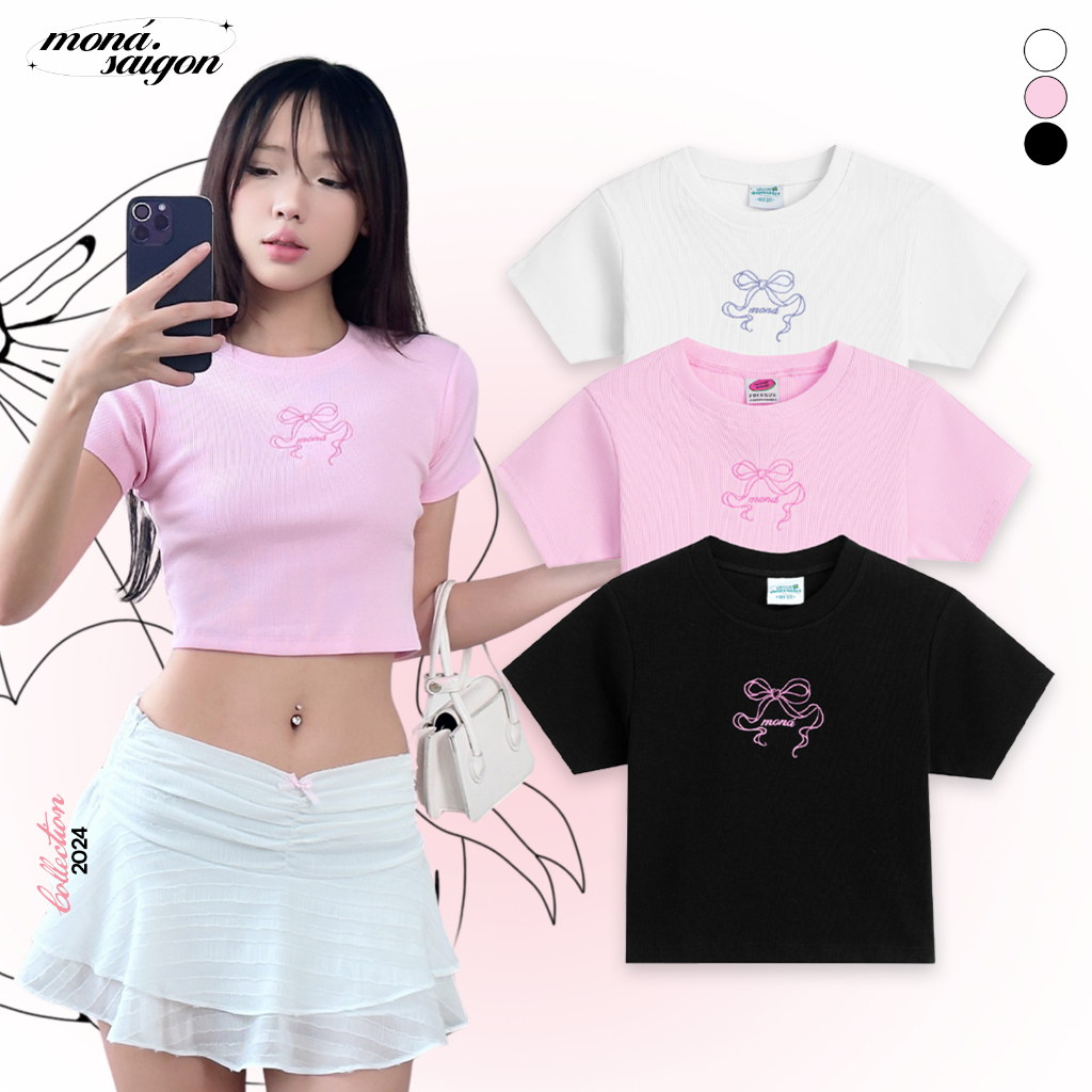Áo thun croptop form ôm tay ngắn MONÁ - CHIE