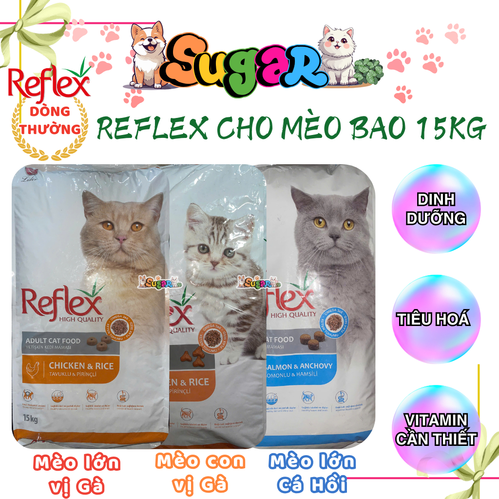 [BAO 15KG] Hạt cho Mèo lớn REFLEX ADULT Chicken & Rice BAO 15KG