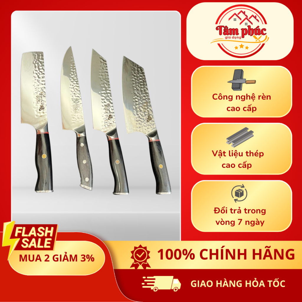 Bộ 4 Dao Thái Akatsuki – Thép 3 Lớp Chính Hãng!