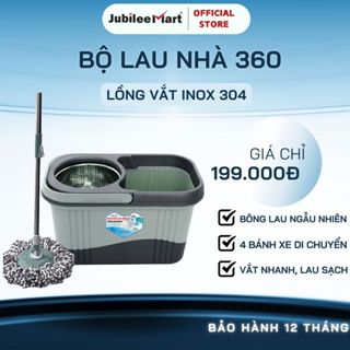 HỎA TỐC 2H - Bộ Chổi Lau Nhà Jubilee Mart 360 Độ Kèm Thùng Vắt Lồng Inox Không Gỉ