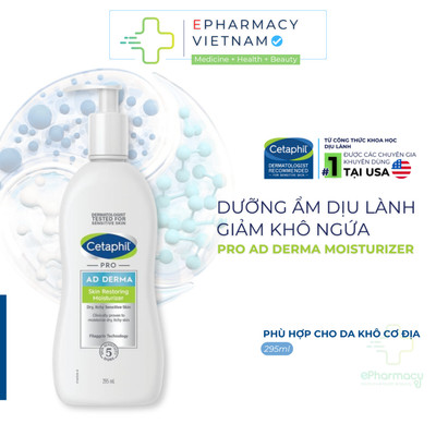 Sữa Dưỡng Ẩm cho da khô, da cơ địa Cetaphil PRO AD Derma Skin Restoring Moisturizer 295mL