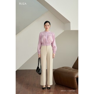 Quần tây suông nữ RUZA màu nâu và đen Chéo Mỹ mềm mại công sở sang trọng QSF064 QSF065