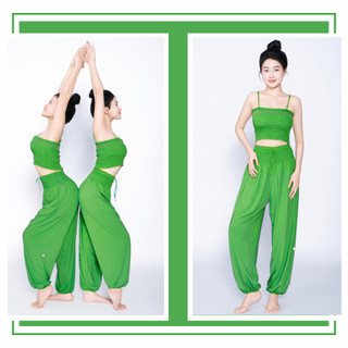  Bộ Đồ Tập Yoga Nữ Livan Smocking LV24N01F505 Áo Croptop 2 Dây Có Đệm & Quần Alibaba Thoải Mái Đi Chơi Tập Yoga Flow 