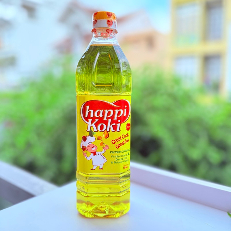 Dầu ăn Happi Koki chai 1 lít - Dầu ăn cao cấp từ thực vật không chứa cholesterol