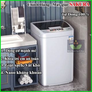 Máy giặt tự động SAKURA 3.5kg kháng khuẩn với công nghệ UV cho gia đình 3-5 người, máy giặt mini hoàn toàn tự động