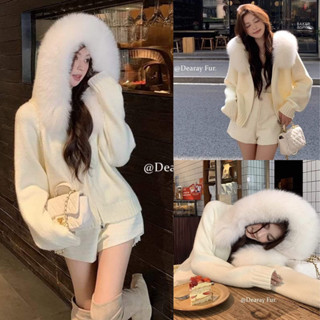 Áo khoác len phối lông mũ xinh xắn 2 màu nâu và kem nhẹ nhàng phong cách SangSoo trẻ trung, đơn giản