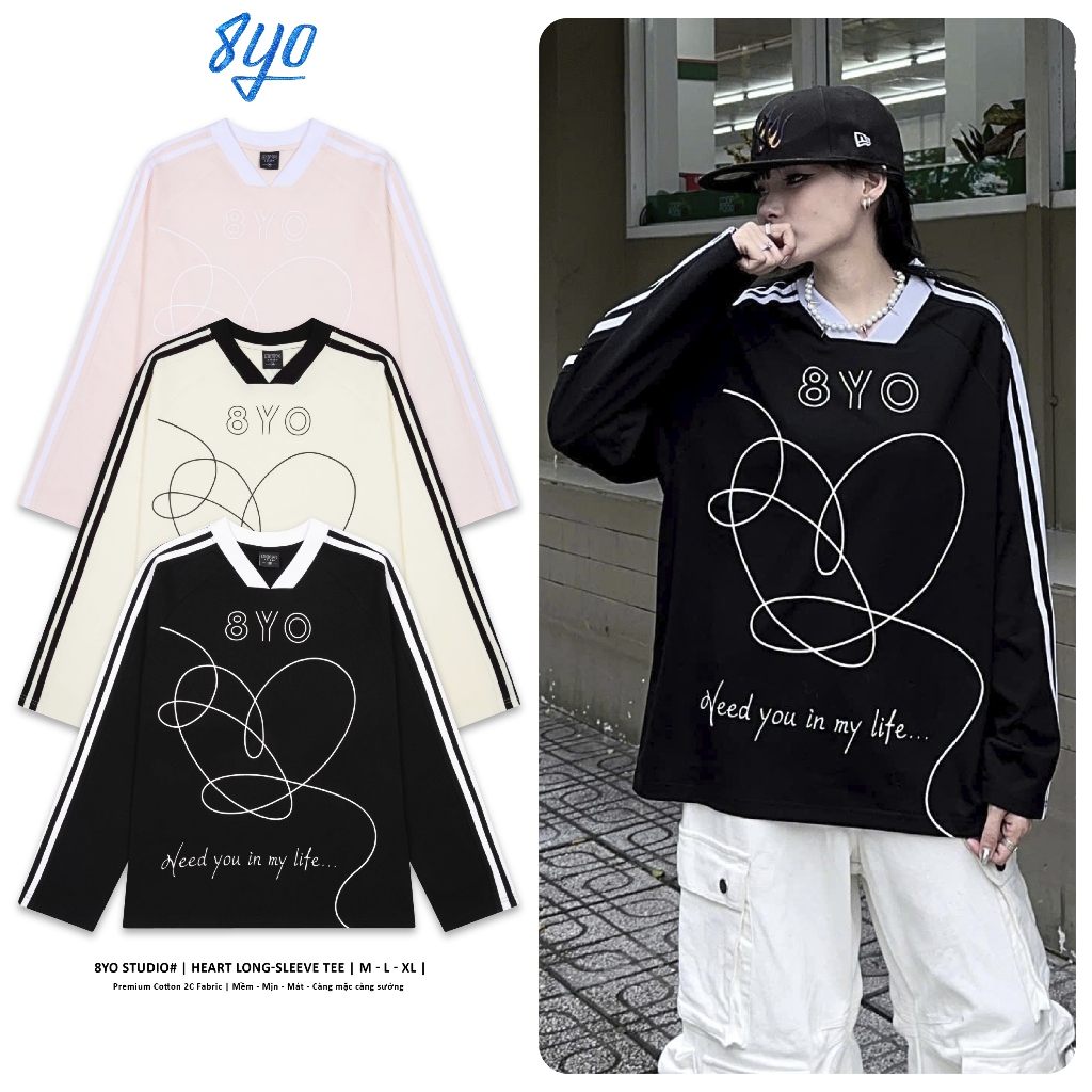 Áo Thun Tay Dài 8YO HEART JERSEY Tee Cotton Mềm Mịn Mát - Áo Phông Local Brand Unisex Nam Nữ