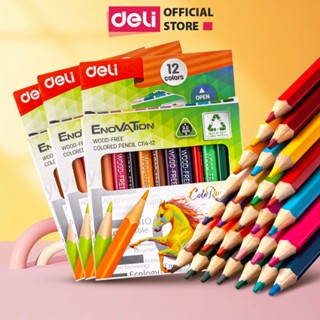 Bút Chì Màu Gốc Dầu Deli - Hộp 12 Màu Chì Học Sinh Chuyên Nghiệp - Màu Sắc Tươi Sáng Không Dễ Gãy - Quà Tặng Cho Bé