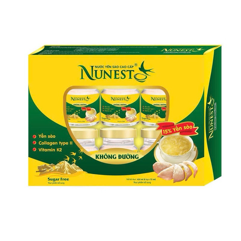Nước yến sào cao cấp Nunest không đường cho người lớn