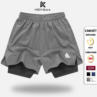 Quần Đùi Short Thể Thao Ngắn 2 Lớp Tập Gym Nam KSM Store Xẻ V, Túi Zip Phù Hợp Chạy Bộ, Bơi Q209
