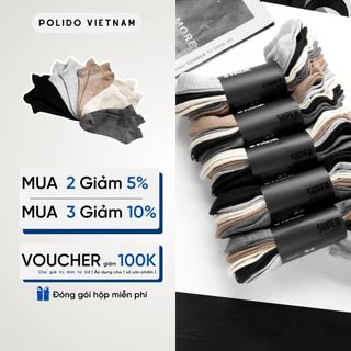 Tất Nam Cổ Ngắn Polido Chất Liệu Mềm Mịn Dày Dặn Thấm Hút Kháng Khuẩn Thoải Mãi Co Giãn Đàn Hồi Cực Tốt