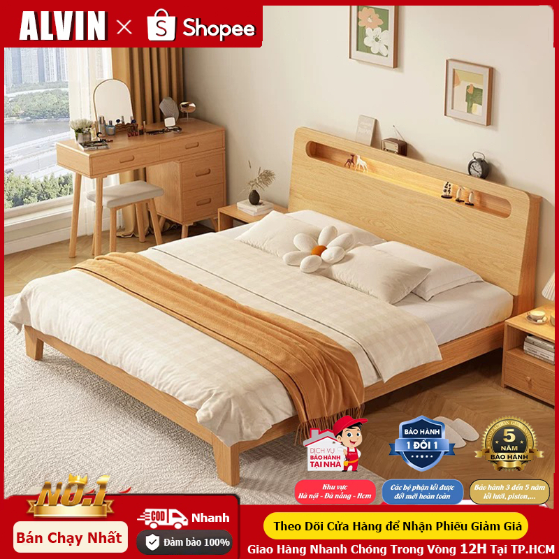 ALVIN Giường Ngủ Giường Pallet Gỗ Thông Mới  Đẹp Chất Lượng gỗ thật 100%1m8/1m5/1m2