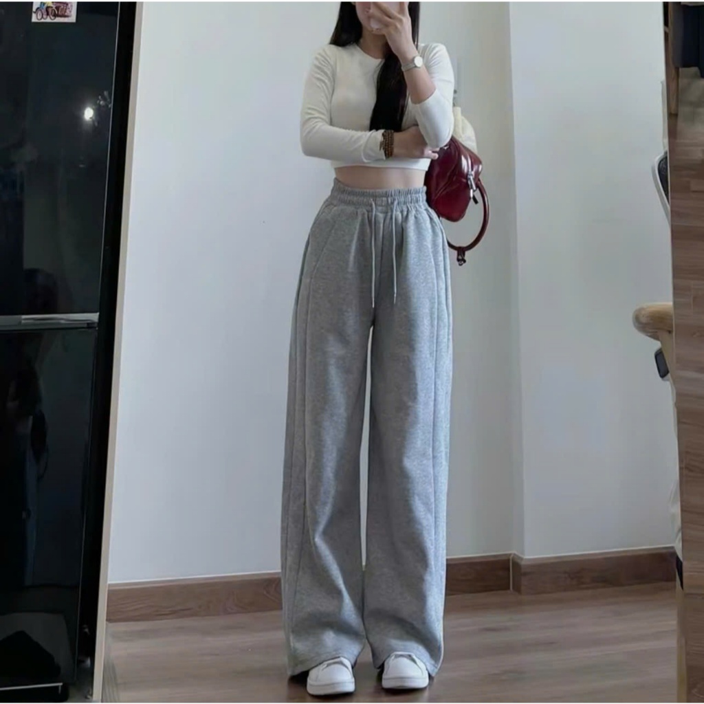 Quần Nỉ Nữ Ống Rộng Mẫu Mới Hottrend Kèm Dây Rút Chất Nỉ Dầy Dặn Mềm Mại Lên Form Xinh MA366 | BigBuy360 - bigbuy360.vn