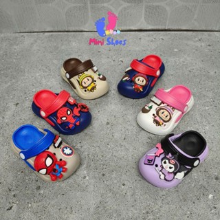 Dép sục cho bé gái trai có cham labubu, siêu nhân Bo đi êm mềm nhẹ mẫu mới 2024 Fom to lùi size - SU102