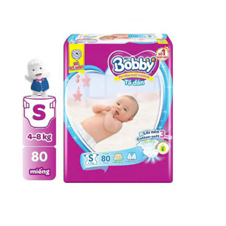  Tã Dán Bobby Sơ Sinh Siêu Thấm S80 miếng cho bé 4-8kg 