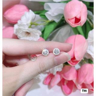 Bông tai bạc thời trang nụ đá tròn chất liệu bằng bạc s925 MS38