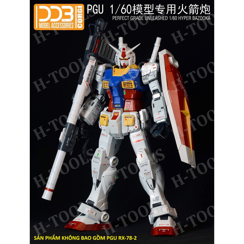 MÔ HÌNH LẮP RÁP DDB CORGI - PG 1/60 HYPER BAZOOKA CHO PGU RX-78-2