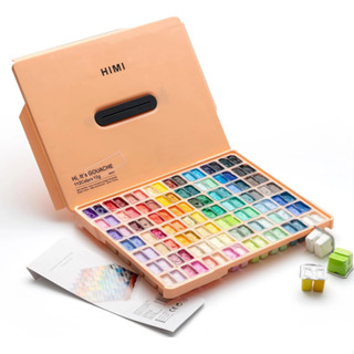Hộp 112 Màu Gouache HIMI Sinh Đôi HIMI Twins Peach Fuzz - Vỏ Màu Cam Đào (Tặng Kèm Giấy Vẽ)