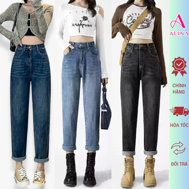 Quần jean nữ dáng baggy Avocado lưng cao ,Quần Bò jeans nữ ống rộng cạp cao