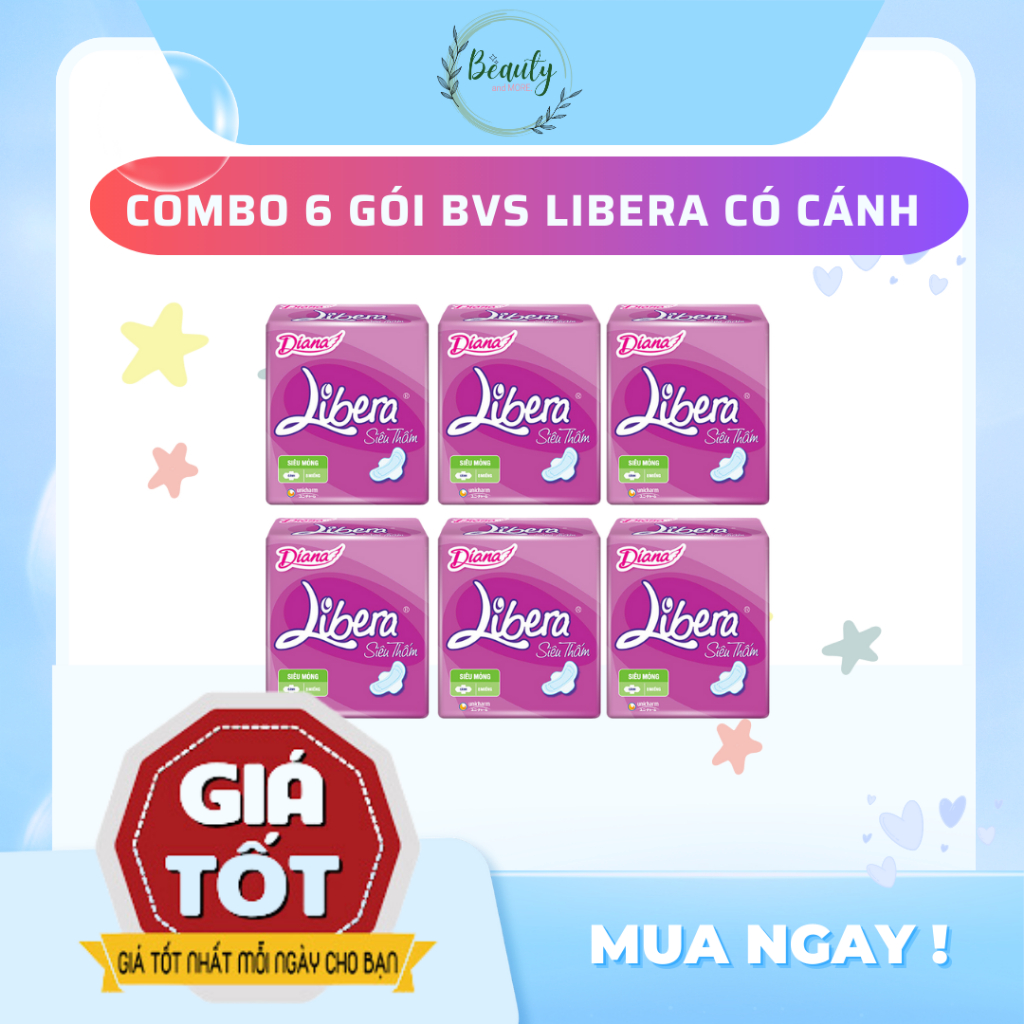 Combo 6 gói BVS Libera Siêu thấm Siêu mỏng cánh