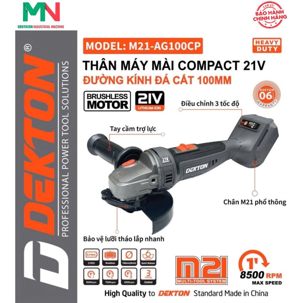Máy mài góc pin Dekton M21-AG100CP  ( Chưa có pin và sạc) - Chính hãng
