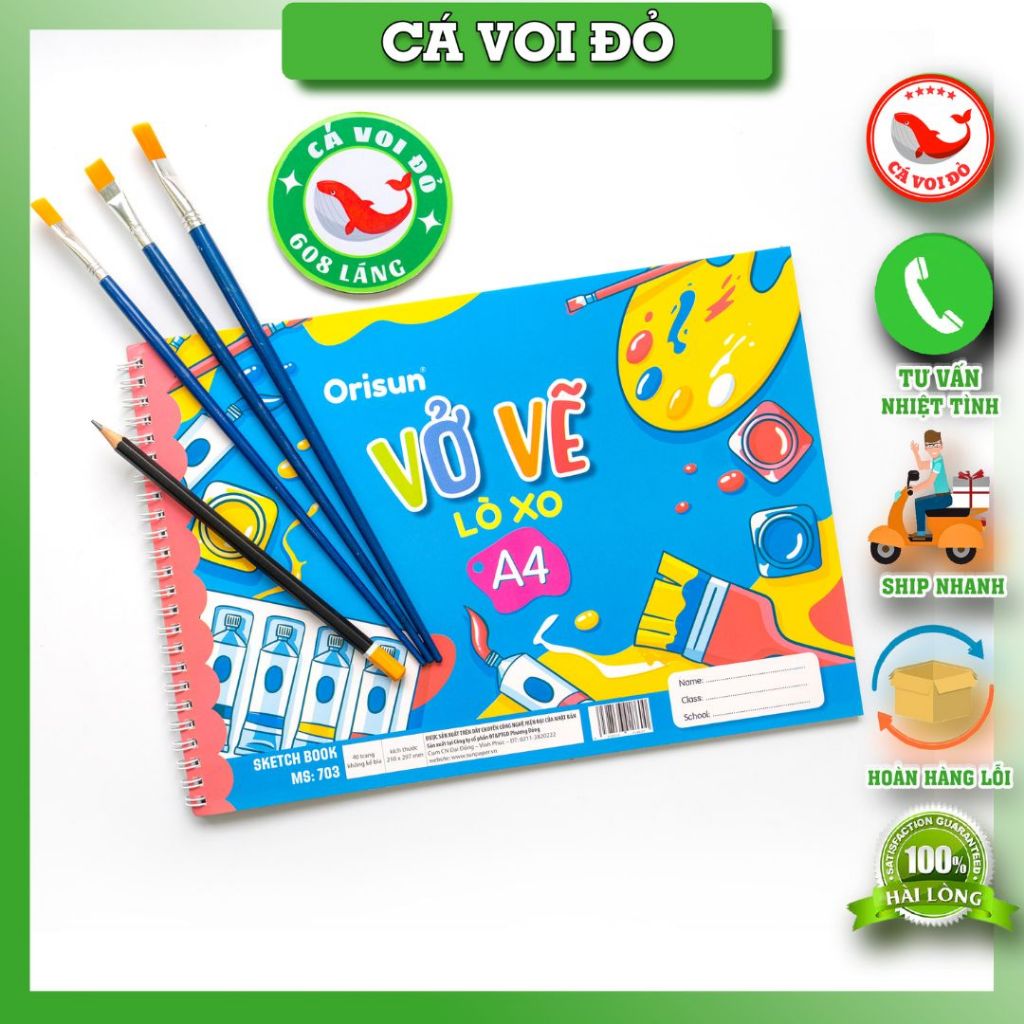 Vở vẽ A4 ,tập vẽ A4, khổ giấy vẽ A4  chất lượng tốt, bìa dễ thương, Sunpaper Orisun 702/703 ( mẫu ngẫu nhiên )