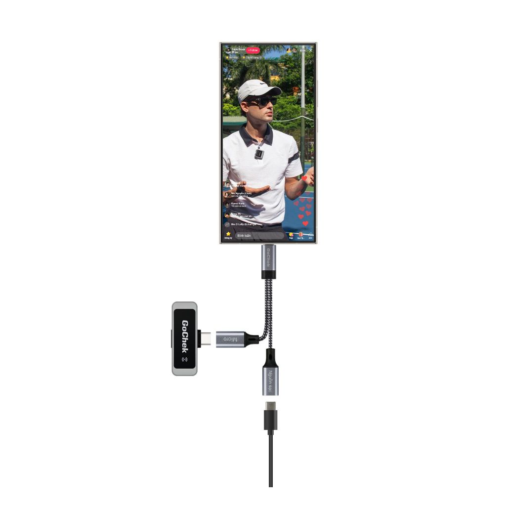 Cáp Chuyển Đổi Hỗ Trợ Sạc Và Mic GoChek – Thiết Kế Tiện Lợi, Quay Video/Livestream | BigBuy360 - bigbuy360.vn
