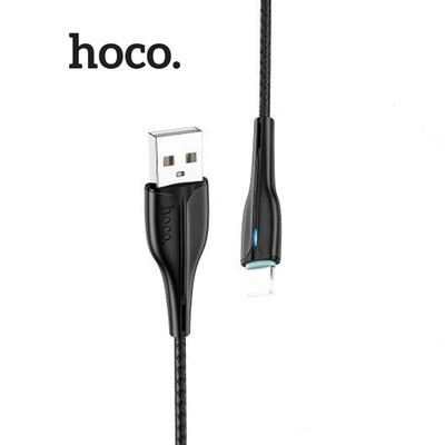 Cáp sạc đèn Led Hoco DU23 USB to IP dùng cho ip7/8/X/11/12 vải dù bện dài 1M ( Đen )