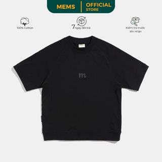 Melting Short Sleeve Sweatshirt Black | MEMS Áo thun cotton in logo cao thành nam nữ tay ngắn cổ tròn phom oversized