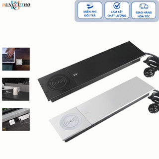 Hộp điện âm bàn cao cấp có tính năng sạc không dây, 2 ổ cắm, 2 USB, 1 LAN 1HDMI - Chất liệu nhôm chịu nhiệt tới 750 độ C
