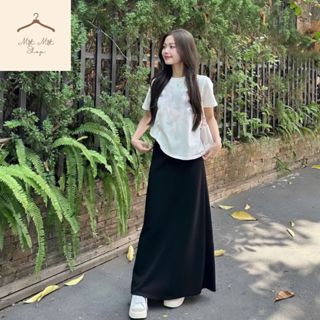  Chân Váy Chữ A Chán Váy Midi Màu Đen Dáng Dài Thun Mát Phong Cách Hàn Quốc Y2K Năng Động Trẻ Trung Matmatshop 