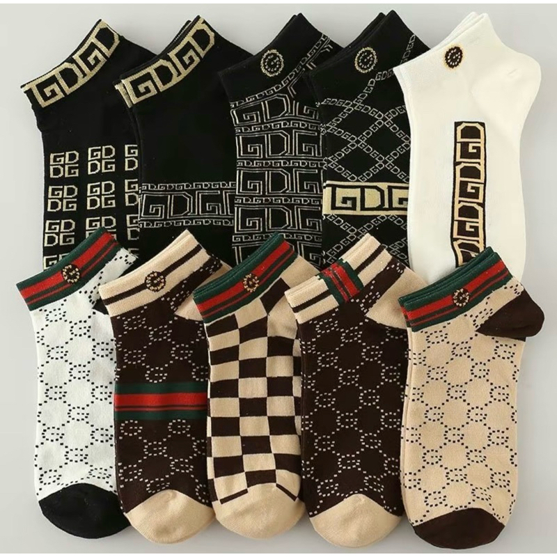 TÚI 10 ĐÔI TẤT NAM CỔ NGẮN HÀNG CAO CẤP KẺ VUÔNG UNISEX
