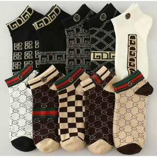 TÚI 10 ĐÔI TẤT NAM CỔ NGẮN HÀNG CAO CẤP KẺ VUÔNG UNISEX