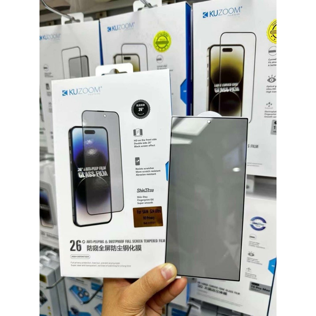 Kính cường Kuzoom chống nhìn trộm lực cho Samsung S24 ultra , S24,S24 Plus full màn hình chính hãng 