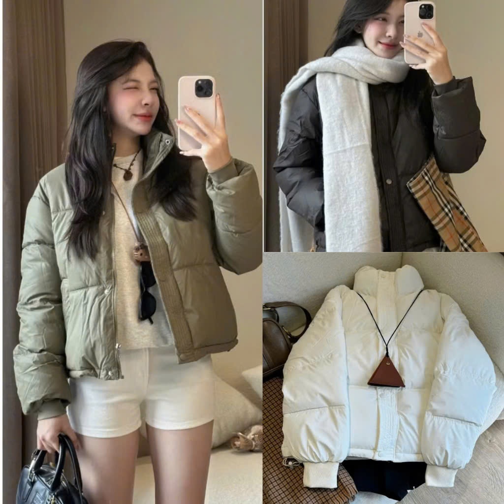 Áo Phao Nữ Croptop Dáng Ngắn Mùa Đông Basic 247store